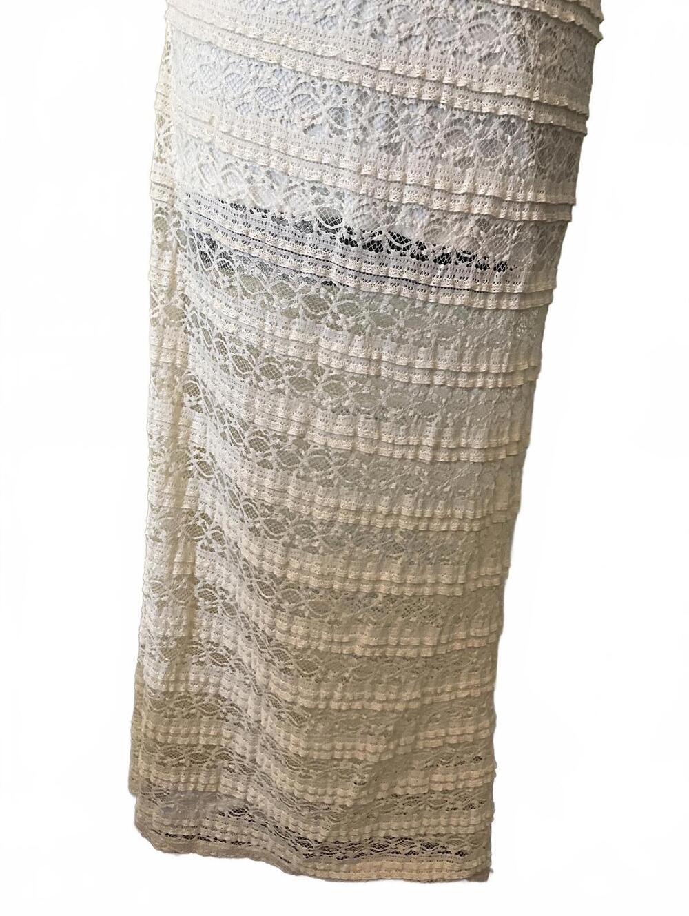 Ecru Lace Sheer Maxi Skirt - Picture 3 of 7